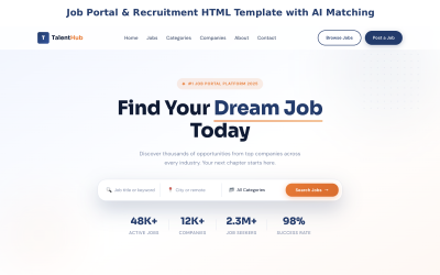 TalentHub – Yapay Zeka Eşleştirme Özellikli İş İlanı ve İşe Alım HTML Şablonu