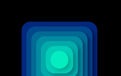 Abstract design featuring multiple concentric rounded squares, each a different shade