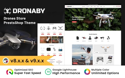 Dronaby - Šablona PrestaShop pro drony, CCTV a jeden produkt