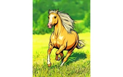 Galloping Yellow Horse Illustration