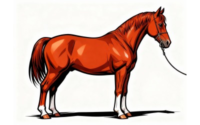 Horse Field Against Mountain Range Illustration