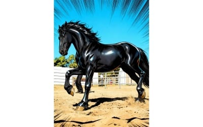 Horse Silhouette Against Warm Light Illustration