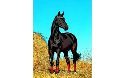 Horses Field Ai Illustration Image And Vector Line Art