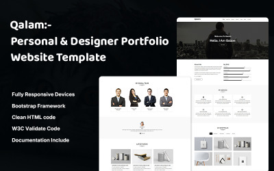 Qalam - Plantilla de sitio web para portafolio personal y de diseño