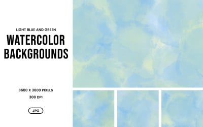 Watercolor Background Set – Light Blue &amp;amp; Green Pastel Abstract Textures