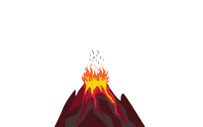 Eruzione vulcanica dei cartoni animati con icona del flusso di lava vettoriale