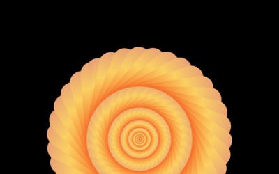 Golden Orange Spiral Mandala Abstract Geometry Hypnotic Radial Pattern