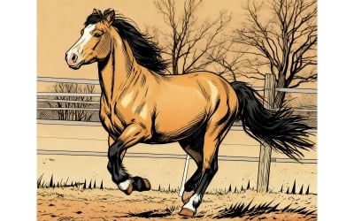 Horse Standing Field 1 Illustration