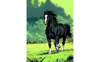 Horse Standing Field 2 Illustration