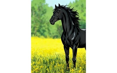 Horse Standing Field 3 Illustration