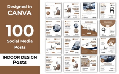 100 Furniture Social Media Posts Editable in Canva