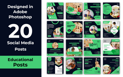 20 Educational Social Media Posts PSD Templates