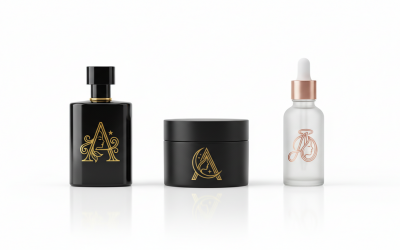 Lyxigt set med monogram med bokstaven A – dekorativa feminina initialer med halvmåne