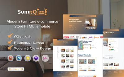SomnQ - Modelo HTML exclusivo e multifuncional para e-commerce de móveis