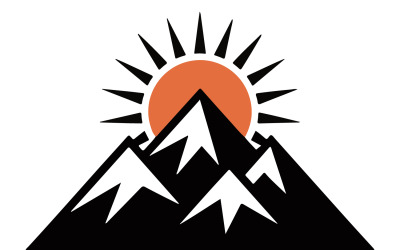 Stylized Mountain Peak with Rising Sun Logo Design
