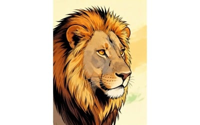 Ritratto di leone africano, luce calda 1 illustrazione