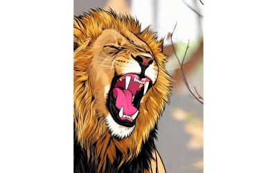 African Lion Portrait Warm Light 2 Illustration