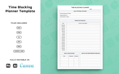 Time Blocking Planner Template – Daily Planning, Task Tracking, Minimal A4