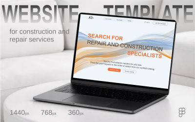 Uzmanlar – İnşaat ve onarım uzmanlarını aramak için kullanıcı arayüzü web sitesi şablonu