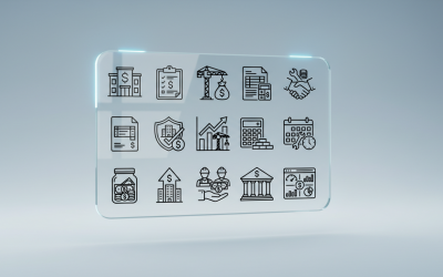 Construction Finance &amp;amp; Development Line Icons – Building Investment, Budget, Growth Outline
