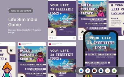 Vorstellung der Spielfunktionen von Cozy Life Sim Social Media Karussell