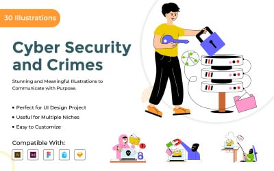 Cyber Security &amp;amp; Data Protection Flat Illustration