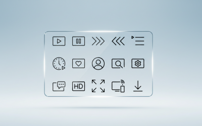 Media Player &amp;amp; UI Interface Line Icons – Video Controls, Streaming, App Navigation