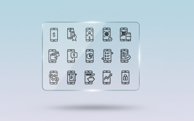 Mobile Banking &amp;amp; Fintech App Line Icons – Digital Payment, Wallet, Security Outline Vector Pack