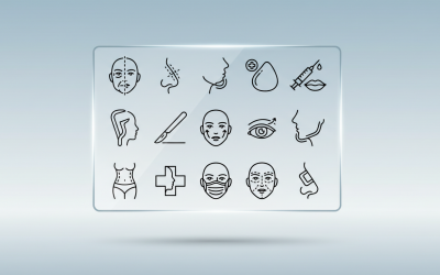 Pictogrammen voor plastische chirurgie en esthetische geneeskunde – Facelift, neuscorrectie, Botox