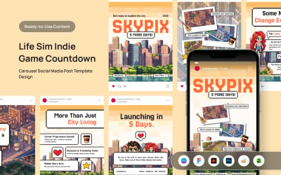 Skypix Life Sim Indie-Spiel-Launch-Countdown Social-Media-Karussell