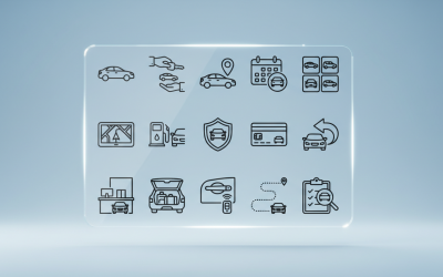 Car Rental &amp;amp; Automotive Services Line Icons – Vehicle Booking, Insurance &amp;amp; Navigation