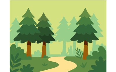 Forêt de style dessin animé remplie d&amp;#39;arbres