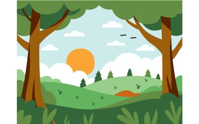 Cartoon Style Scenery Natural Beauty
