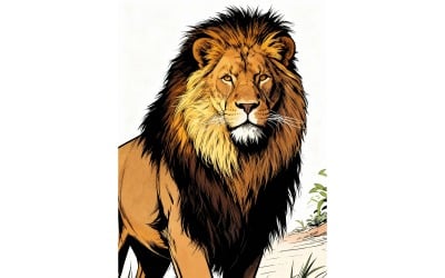 Closeup Shot Male Lion Jungle Daytime Illustration