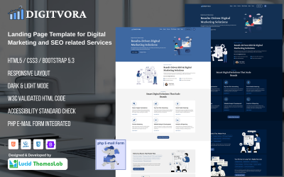Digitvora – Modello HTML per landing page dell&amp;#39;agenzia di marketing digitale