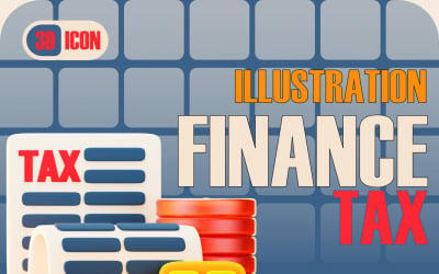 Stilisiertes 3D-Symbol für Finanzen und Steuern