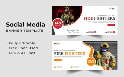 Fire Fighter Facebook cover banner template