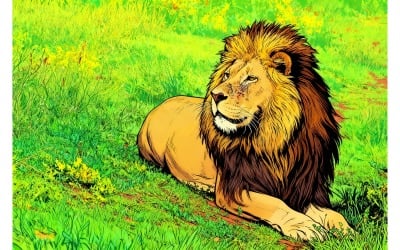 Furry Lion Walking Addo Elephant National Park Daytime Illustration