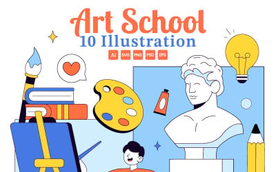 10 Art School Vector Illustration