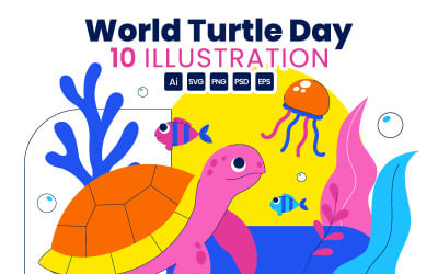 10 World Turtle Day Illustration