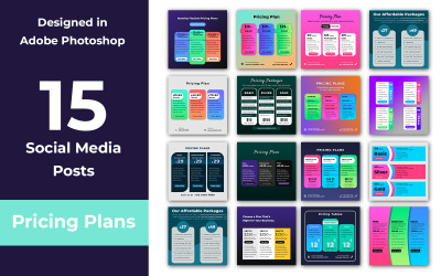 15 Pricing Plan Social Media Posts PSD