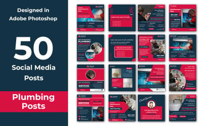 50 Professional Plumbing Social Media Posts PSD