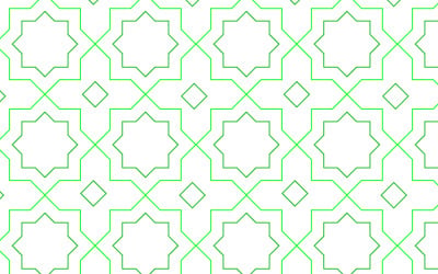 Sömlös grön geometrisk islamisk stjärnmönster bakgrund med minimal konturvektorstruktur