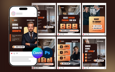 Business Social Media Templates for Marketing and Consulting – Corporate B2B B2C Post Pack