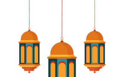 Decorative Hanging Lanterns for Ramadan and Eid Festival Lights Islamic Ornament Illustration