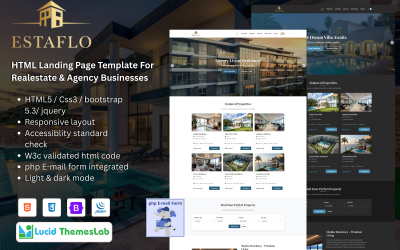 Estaflo – Modelo de página de destino HTML moderno para imobiliárias e corretores de imóveis.