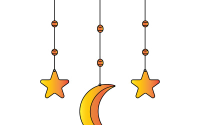 Hanging Moon And Stars Ornaments Mobile Illustration For Nursery, Baby Room