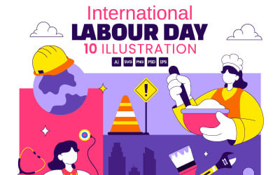 10 illustrationer för internationella arbetardagen
