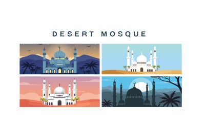 12 Desert Mosque Illustration Bundle