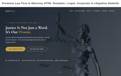 LexNova – Premium HTML-sjabloon voor advocatenkantoren en advocaten | Website voor juridische, bedrijfs- en procesvoering